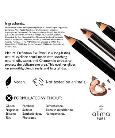 Alima Pure Natural Black Eyeliner Pencil with Jojoba Oil - Vegan Eye Makeup for a Natural Look (1.14 g) - Buy Online on SooperMarket.com