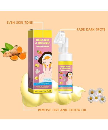 Kojic Acid & Turmeric Face Wash Foaming Cleanser Turmeric Facial Cleanser Gentle Foaming Face Wash for Oily Skin Acne Prone Skin Turmeric Mousse Cleanser for Dark Spots Removes Excess Oil - Buy Online on SooperMarket.com