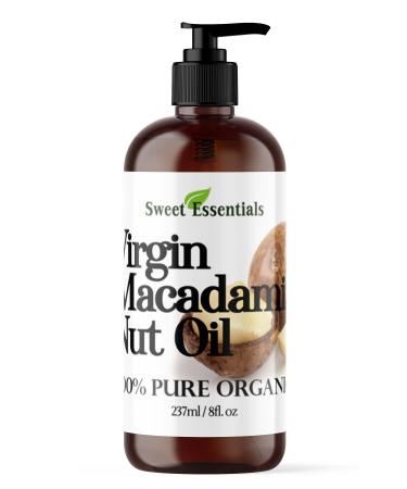 Organic Unrefined Macadamia Nut Oil | 8oz Imported From Italy | 100% Pure | Food Grade | Offers Relief From Dry Cracked Skin Eczema Psoriasis Dermatitis Rosacea & More | Best Natural Moisturizer