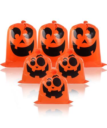 DIYASY Halloween Pumpkin Leaf Lawn Bags,6 Pcs Large Plastic Yard Waste Bags Trash Bags for leaves for Fall and Halloween Outdoor Decorations