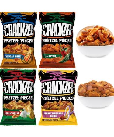 VIMIX Crackzel Cheddar Jalapeno Honey Mustard Onion Garlic Bread Pretzels 85g - 04 Mixed Bags - Buy Online on SooperMarket.com