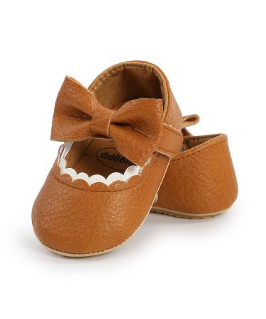 RVROVIC Baby Girl Moccasins Princess Mary Jane Flat Dresses Shoes Premium Lightweight Soft Sole Crib Shoes Toddler Shoes 12-18 Months B Brown