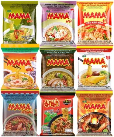 CNMART MAMA Instant Noodles Ramen Assorted Bundle 5 Different Flavours (Pack of 9)