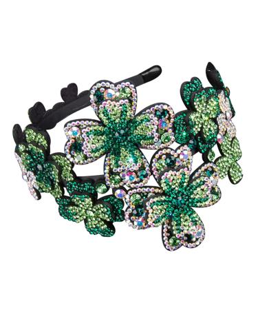PLAFOPE Headband Headpiece Black Accessories for Women Flapper Hairband Halloween Hair Accessories Scrunchies Crystal Hairband Flapper Rhinestone Hairband Miss Leather Leaf Flowers