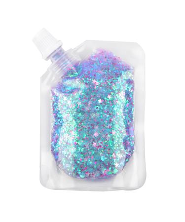 GL-Turelifes Body Glitter Gel, Easy to Apply&Remove 50ml Mermaid Sequins Chunky Glitter for Body Face Hair, Festival Glitter Halloween Costume Makeup Long Lasting Sparkling (Blue Purple)