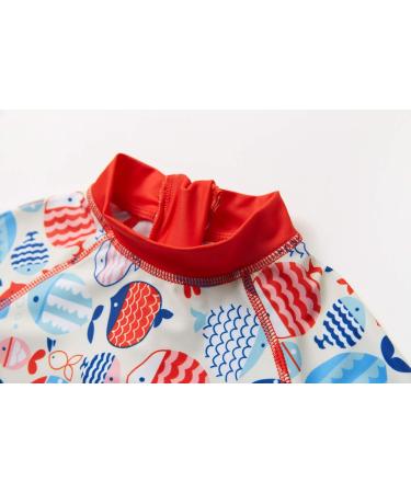 Bonverano Baby Girls Swimsuit UPF 50+ UV Protection One Piece Sunsuit with Sun Cap - Colourful Fish, 3-6 Months - Buy Online on SooperMarket.com