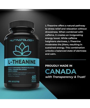 L-Theanine 250MG Capsules - For Stress Management & Relaxation - Promotes Focus Alertness & Clarity - L Theanine Supplement for Stress Relief - 250 mg per capsule - 60 Capsules 60 count (Pack of 1) - Buy Online on SooperMarket.com