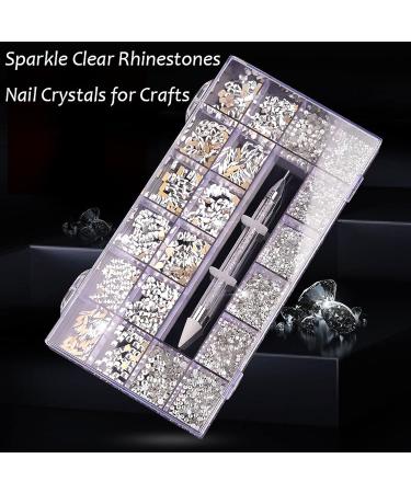 Nail Rhinestones Kit - 600 Iridescent Diamonds + 2500 Flat AB Rhinestones for Nail Art, Shoes, Clothes, and Jewels | DIY Crafts Gemstones Set - Buy Online on SooperMarket.com