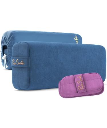Pure Siesta Bolster Pillow for Restorative Yoga | 2 Luxurious eco-Suede Pillow Covers with Carry Handle | Supportive Rectangular Yoga Bolster | Includes Carry case