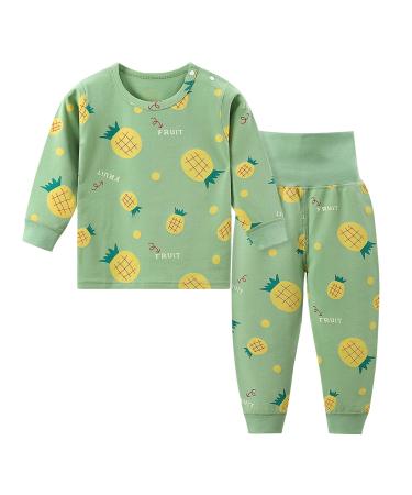 YANWANG 100% Cotton Baby Boys Girls Pajamas Set Long Sleeve Sleepwear(6M-5Years) 2-3 Years Pineapple