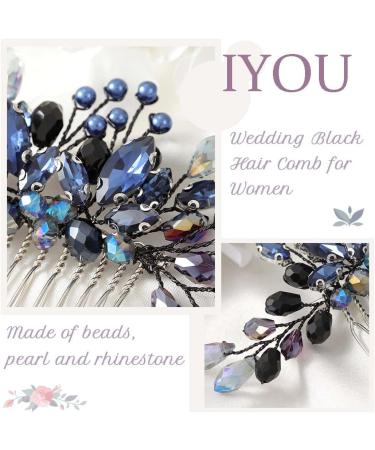 IYOU Crystal Bridal Hair Comb Black Rhinestone Wedding Side Combs Prom Bride Hair Accessories for Women - Buy Online on SooperMarket.com