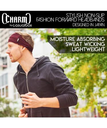 CHARM Japanese Headband 2-Pack - Men's Head Wraps Elastic Bandana for Workout, Women Hair - Black & Dark Gray - Buy Online on SooperMarket.com