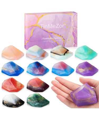 Loopeer 12 Pieces Gemstone Soap with Fragrance Organic Oil Rocks Decorative Hand Soap Bars Bathroom Soap for Bath Face Body Women Men Birthday Christmas Gift Moisturizes 12 Scent(Trendy)