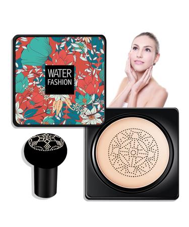 Air Cushion CC Cream Mushroom Head Foundation BB Cream Foundation Makeup Moisturizing CC Cream Liquid Foundation Lasting Matte Concealer Foundation Even Skin Tone Suitable for All Skin(Ivory) Difu B
