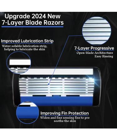 Upgrade 7-Blade Razor for Men - Precision Trimmer & Dual Lubrication | 1 Handle + 12 Refills for Ultimate Comfort - Shop Internationally - Buy Online on SooperMarket.com