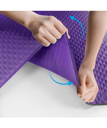 LFS 31.5 inch Hangable Yoga Mat - 10mm Extra Wide & Thick, Non-Slip Exercise Mat with Band & Yoga Bag - Purple - Buy Online on SooperMarket.com