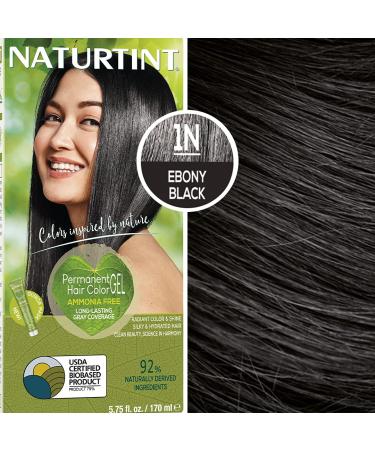 Naturtint Permanent Hair Color 1N Ebony Black (Pack of 6) - Ammonia-Free, Vegan, Cruelty-Free, 100% Gray Coverage, Long-Lasting Results - Buy Online on SooperMarket.com