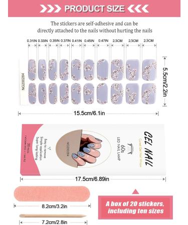 Kalolary 20PCS Nail Gel Polish Wraps | Self-Adhesive Nail Stickers with File and Stick | UV/LED Lamp Required | NJTZ-NG200284 - Buy Online on SooperMarket.com