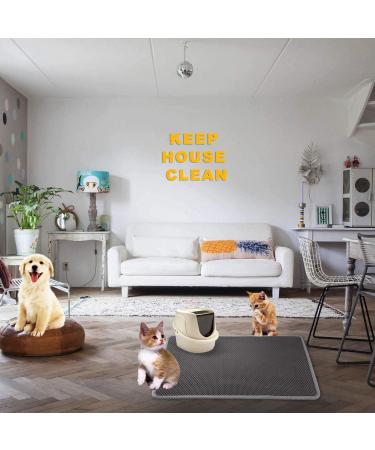 LeToo Cat Litter Mat - Large Waterproof Double Layer Anti-Tracking Kitty Mat - No-Toxic & Washable - Grey 24 x 15 - Buy Online on SooperMarket.com