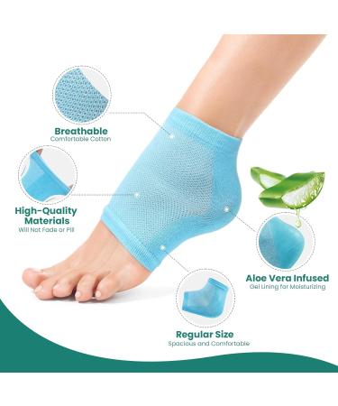Welnove Moisturizing Heel Socks Aloe Vera Infused Gel for Dry Feet & Cracked Heels 2 Pairs Cotton Foot Care Socks for Men & Women Blue Regular Size - Buy Online on SooperMarket.com