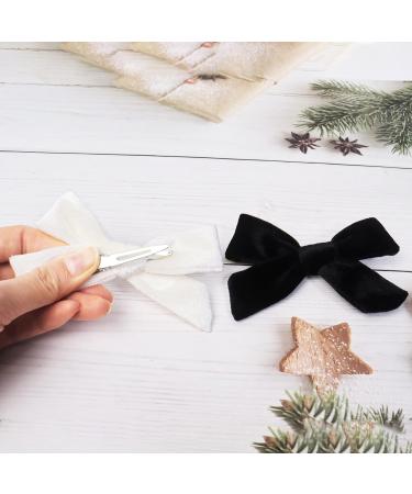 4Pcs Velvet Bow Hair Clips for Girls & Women - Christmas Hair Accessories (Black White) - Buy Online on SooperMarket.com