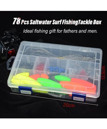 SEAOWL 78Pcs Saltwater Surf Fishing Kit - Pompano Rig Tackle Box with Hooks, Floats, Weights, Beads - Beach Gear Equipment - Buy Online on SooperMarket.com