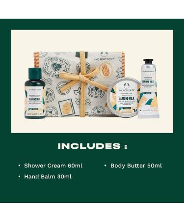 The Body Shop Almond Milk Mini Gift Set - Hydrating Vegan Skincare for Dry & Sensitive Skin | 3pcs - Buy Online on SooperMarket.com