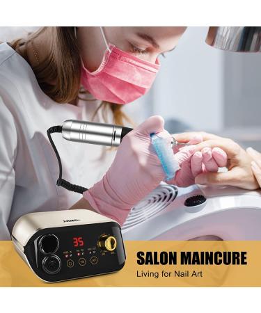 JUEMEL Professional Nail Drill Machine 35000rpm with Foot Pedal, Forward/Reverse Rotation, 125pcs Nail Drill Bits - Electric File for Gel Nails, Acrylic Manicure Pedicure Tool Kit, High-Speed Polishing & Shaping - Wall Plug Included - Buy Online on SooperMarket.com
