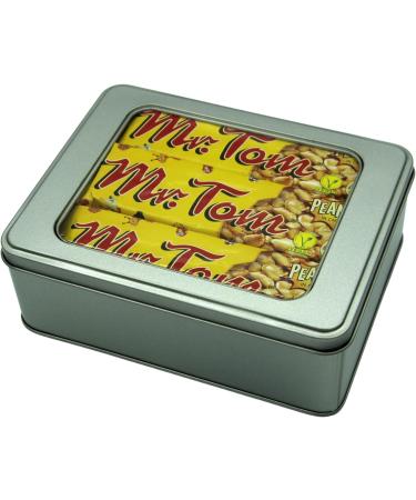 Mr Tom Peanut Brittle Bars Nut Vegan Hamper x 12 Bars and TinTastic Silver Window Lid Refillable Tin - Buy Online on SooperMarket.com