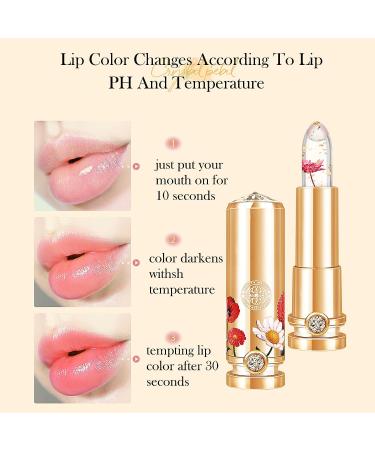 Crystal Flower Jelly Lipstick Set - 3 Colors | Color Changing Magic PH Lip Gloss | Waterproof Moisturizing Lip Balm Trio - Buy Online on SooperMarket.com