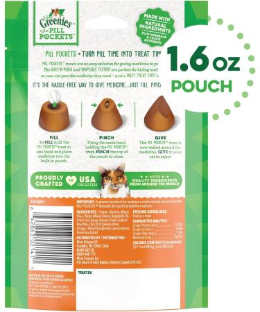 Greenies PILL POCKETS for Cats Natural Soft Cat Treats Chicken Flavor 1.6 oz. Pack (45 Treats) Chicken 45 g (Pack of 1) Standard Packaging - Buy Online on SooperMarket.com