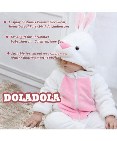 Doladola Baby Romper Onesie with Hood | Animal Theme | 6-12 Months | White Rabbit Design - Buy Online on SooperMarket.com