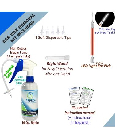 Ear Washer Kit for Adults and Children - Ear Cleaning System with LED Light and 5 Disposable Tips - Buy Online on SooperMarket.com