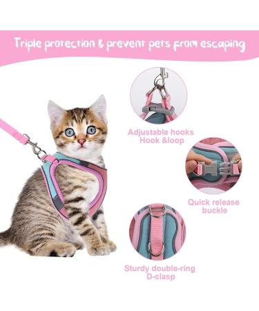 NiCoLa Escape-Proof Cat Harness Set | Reflective Strip | Adjustable Soft Harness for Small Cats (Pink&Green, S) - Buy Online on SooperMarket.com