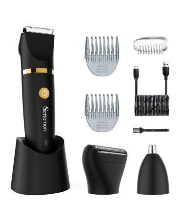 SCTTOMON electrical inguinal trimmer ball trimmer for men body razor trimmer under-the-waist groomer nose hair trimmer waterproof wireless 3 in 1 black