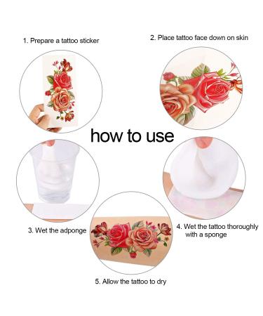 PHOGARY 24pc Women Temporary Tattoos - Large Flowers, Bright Colors, Waterproof Body Art Stickers - Buy Online on SooperMarket.com
