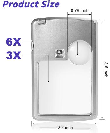 Premium 6X 3X Pocket Magnifying Glass with Light Small Lighted Magnifiers for Kids Seniors Reading Fine Prints Handheld Magnafining Glasses Magnify Glass with Protective Sleeve - Buy Online on SooperMarket.com