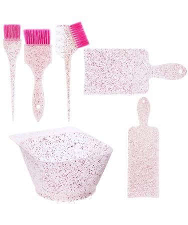 6 Piece Hair Coloring Kit with Brush, Mixing Bowl, and 2 Foiling Boards for Hair Dyeing and Highlighting, Hair Coloring, Tinting, and Bleaching Kit for Women and Girls (Pink)