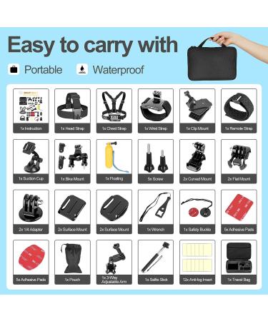 EMART 53-in-1 Action Camera Accessories Kit for Gopro Hero 11-3+, Go Pro Fusion, Akaso, DJI Osmo - Black Bundle Mount Set - Universal Type - Buy Online on SooperMarket.com