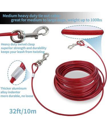 32ft Red Dog Tie Out Cable & Stake for Outdoor Play and Camping - Buy Online on SooperMarket.com