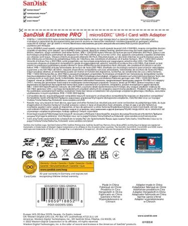 SanDisk 128GB Extreme PRO microSD Card | SDSQXCD-128G-GN6MA | 200MB/s Read | 90MB/s Write | C10 UHS-I | U3 V30 A2 - Buy Online on SooperMarket.com