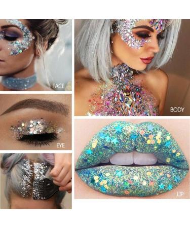Holographic Body Glitter Gel - 3-Pack Chunky Sequin Liquid for Nails & Makeup | Silver Sparkle for Parties & Weddings - 1.1 x 3.15in - Buy Online on SooperMarket.com