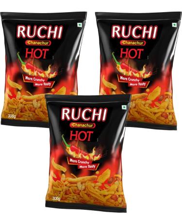Ruchi Chanachur packs - 3 Spicy Hot flavoured Packs 300g X 3 Packs Hot 900 g (Pack of 1)