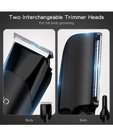YIRISO Body Hair Trimmer for Men - Electric Ball Shaver with 2 Interchangeable Heads | Waterproof Male Grooming Razor for Pubic Hair and Groin Shaving | Men's Gift - Buy Online on SooperMarket.com