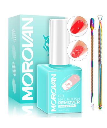 Morovan Gel Nail Polish Remover: Easy Remove Gel Polish in 3-5 Minutes Quick Effective Gel Nail Remover Kit with Cuticle Pusher Scraper No Need Soaking or Wrapping Professional No Damage to Nails