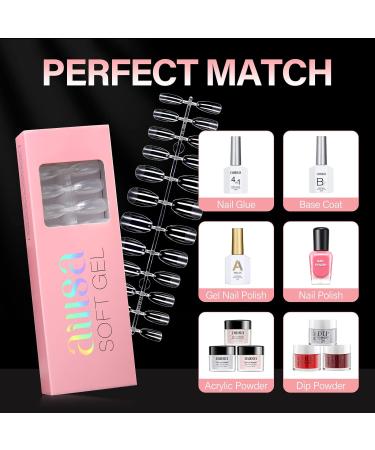 AILLSA Ballerina Nail Tips - Half Matte Soft Gel Full Cover False Nails - 360PCS Short Ballerina, 12 Sizes - DIY Valentine Gift - Buy Online on SooperMarket.com