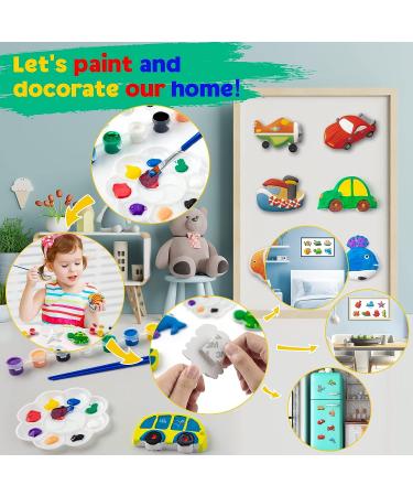 Tigerhu Arts and Crafts for Kids - 27 Painting Figurines with Paint, Pens, Brush, Palette, Magnets, Stickers - DIY Painting Kit for Ages 4-8 - Buy Online on SooperMarket.com