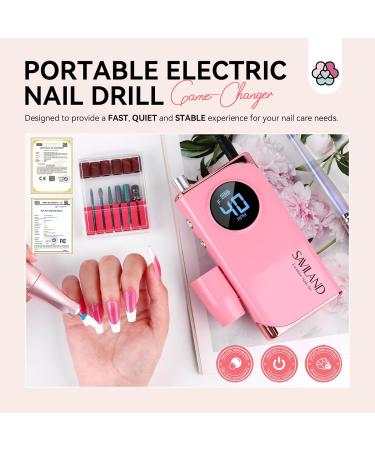 SAVILAND Electric Nail Drill - 40000RPM Professional Pink Nail Filer with 13 Bits for Acrylic Gel & Dip Nails | Home Salon Tool - Buy Online on SooperMarket.com