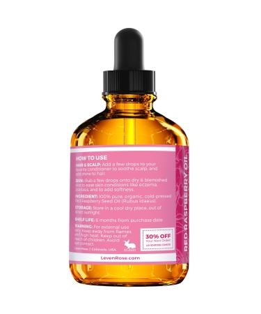 Leven Rose Red Raspberry Seed Oil 2 oz - 100% Natural for Face, Hands, Scars & Breakouts - Buy Online on SooperMarket.com