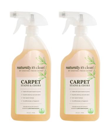 naturally it's clean Carpet Stains & Odors Cleaner Plant Based Enzyme Safely Cleans Pet/Food Stains, Grease & Ink from Carpets, Rugs, Upholstery & Drapery, 24oz Spray Bottle x 2 Pack